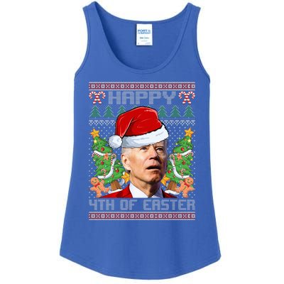 Joe Biden Happy 4th Easter Ugly Christmas Sweater  Ladies Essential Tank