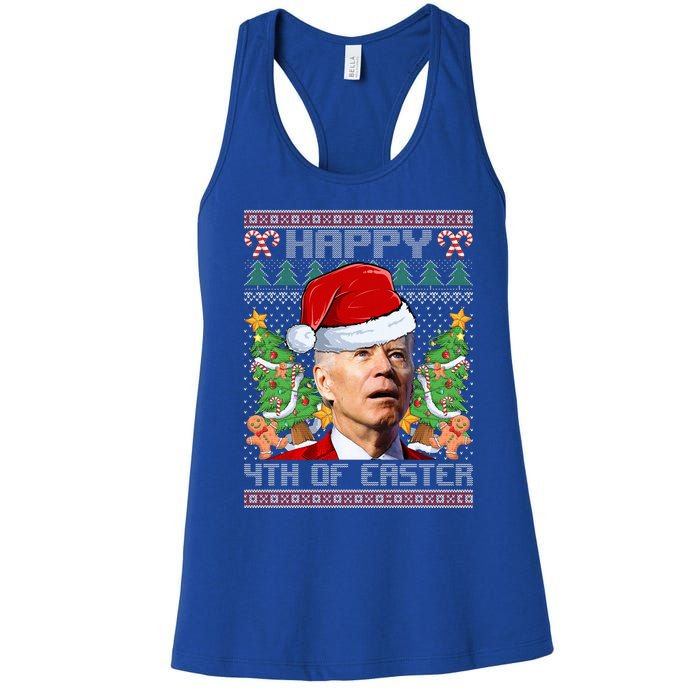 Joe Biden Happy 4th Easter Ugly Christmas Sweater  Women's Racerback Tank