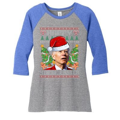 Joe Biden Happy 4th Easter Ugly Christmas Sweater  Women's Tri-Blend 3/4-Sleeve Raglan Shirt