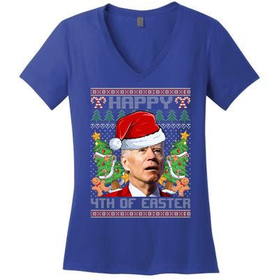 Joe Biden Happy 4th Easter Ugly Christmas Sweater  Women's V-Neck T-Shirt