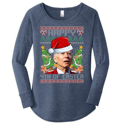 Joe Biden Happy 4th Easter Ugly Christmas Sweater  Women's Perfect Tri Tunic Long Sleeve Shirt