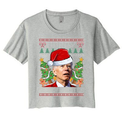 Joe Biden Happy 4th Easter Ugly Christmas Sweater  Women's Crop Top Tee