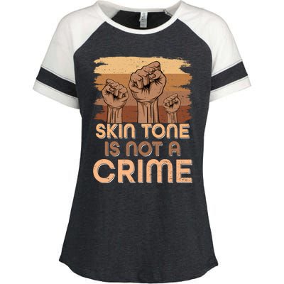 Juneteenth Black History Skin Tone Is Not A Crime Melanin Great Gift Enza Ladies Jersey Colorblock Tee