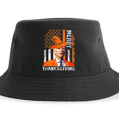 Joe Biden Happy Halloween Merry Thanksgiving US Flag Sustainable Bucket Hat