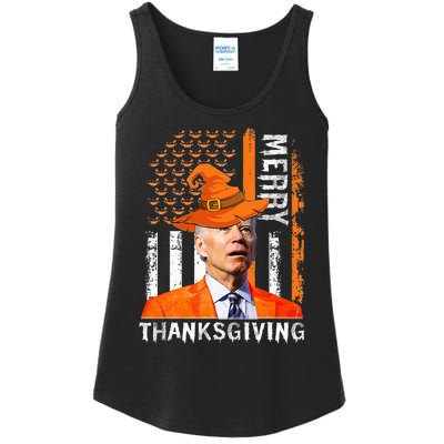 Joe Biden Happy Halloween Merry Thanksgiving US Flag Ladies Essential Tank