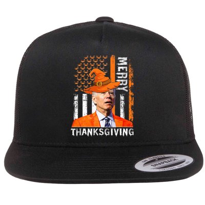 Joe Biden Happy Halloween Merry Thanksgiving US Flag Flat Bill Trucker Hat