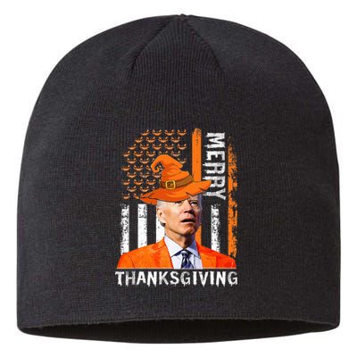 Joe Biden Happy Halloween Merry Thanksgiving US Flag Sustainable Beanie