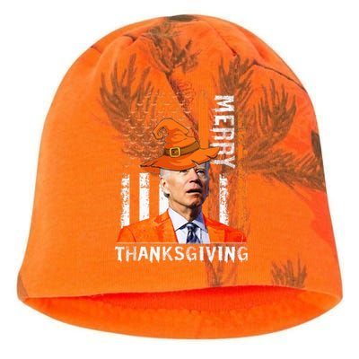 Joe Biden Happy Halloween Merry Thanksgiving US Flag Kati - Camo Knit Beanie