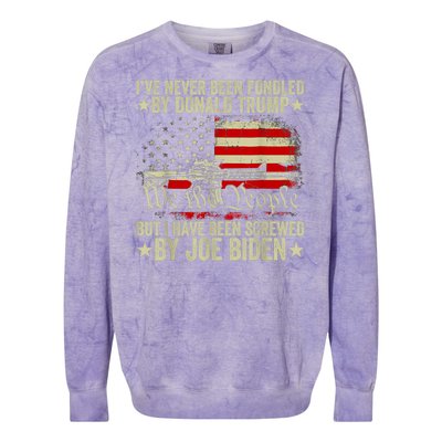 Joe Biden Has Screwed Me Colorblast Crewneck Sweatshirt