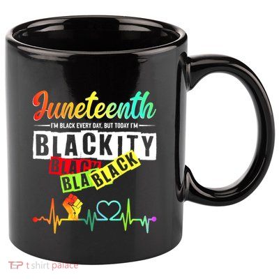 Juneteenth Blackity Heartbeat Black History African America 11oz C Handle Ceramic Mug