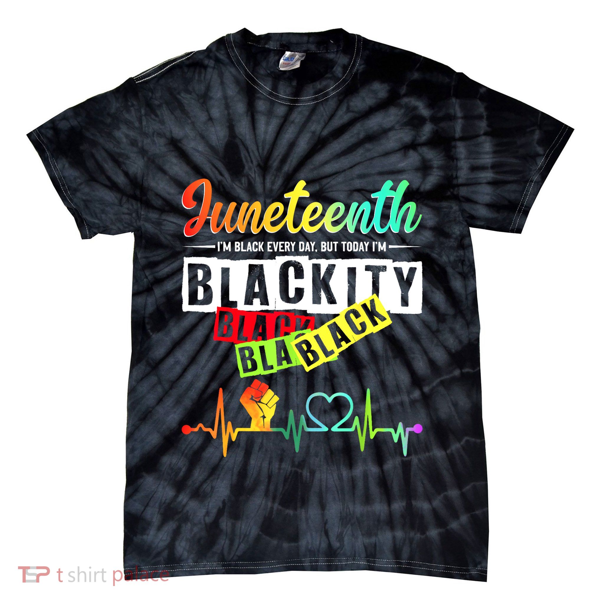 Juneteenth Blackity Heartbeat Black History African America Tie-Dye T-Shirt