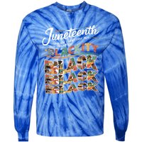 Junenth Blackity Heartbeat Black America History African Gift Tie-Dye Long Sleeve Shirt