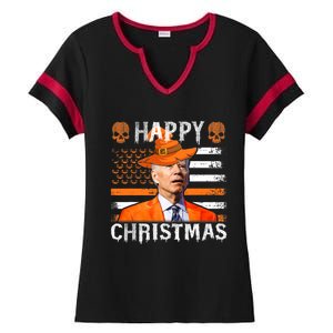 Joe Biden Happy Halloween Happy Christmas US Flag Ladies Halftime Notch Neck Tee