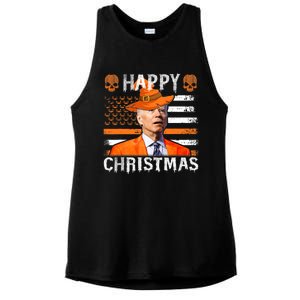 Joe Biden Happy Halloween Happy Christmas US Flag Ladies PosiCharge Tri-Blend Wicking Tank