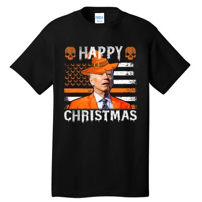 Joe Biden Happy Halloween Happy Christmas US Flag Tall T-Shirt