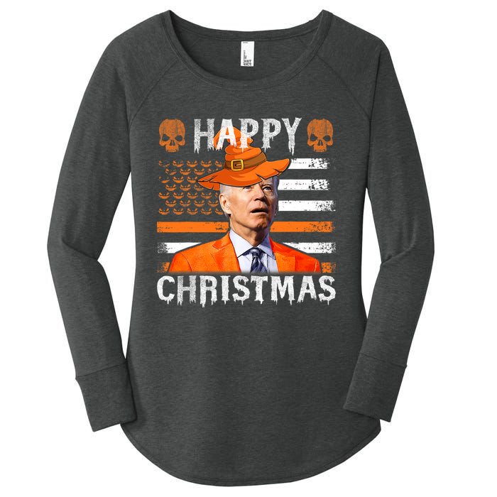 Joe Biden Happy Halloween Happy Christmas US Flag Women's Perfect Tri Tunic Long Sleeve Shirt