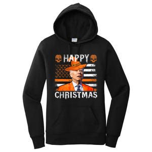 Joe Biden Happy Halloween Happy Christmas US Flag Women's Pullover Hoodie