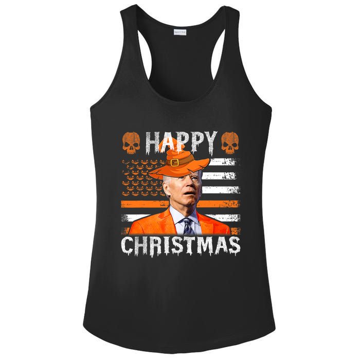 Joe Biden Happy Halloween Happy Christmas US Flag Ladies PosiCharge Competitor Racerback Tank