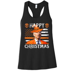 Joe Biden Happy Halloween Happy Christmas US Flag Women's Racerback Tank