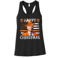 Joe Biden Happy Halloween Happy Christmas US Flag Women's Racerback Tank