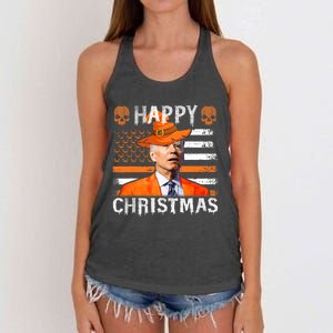 Joe Biden Happy Halloween Happy Christmas US Flag Women's Knotted Racerback Tank