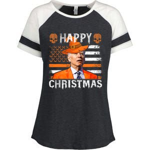 Joe Biden Happy Halloween Happy Christmas US Flag Enza Ladies Jersey Colorblock Tee