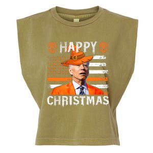 Joe Biden Happy Halloween Happy Christmas US Flag Garment-Dyed Women's Muscle Tee