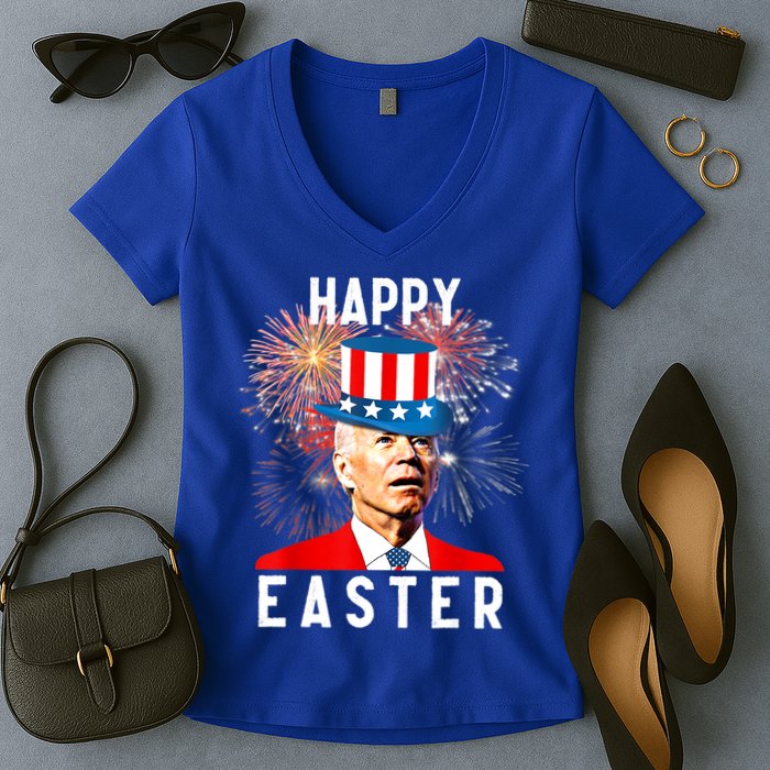 Joe Biden Happy Easter For Funny 4th Of July Women's V-Neck T-Shirt