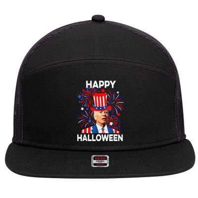 Joe Biden Happy Halloween For Funny 4th Of July 7 Panel Mesh Trucker Snapback Hat