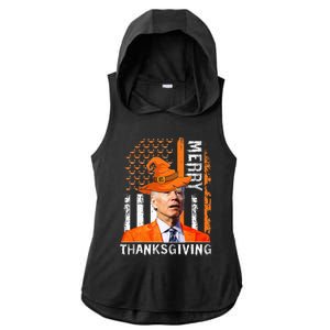 Joe Biden Happy Halloween Merry Thanksgiving US Flag Ladies PosiCharge Tri-Blend Wicking Draft Hoodie Tank