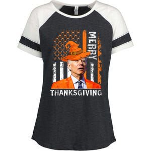 Joe Biden Happy Halloween Merry Thanksgiving US Flag Enza Ladies Jersey Colorblock Tee