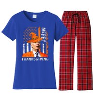 Joe Biden Happy Halloween Merry Thanksgiving US Flag Women's Flannel Pajama Set