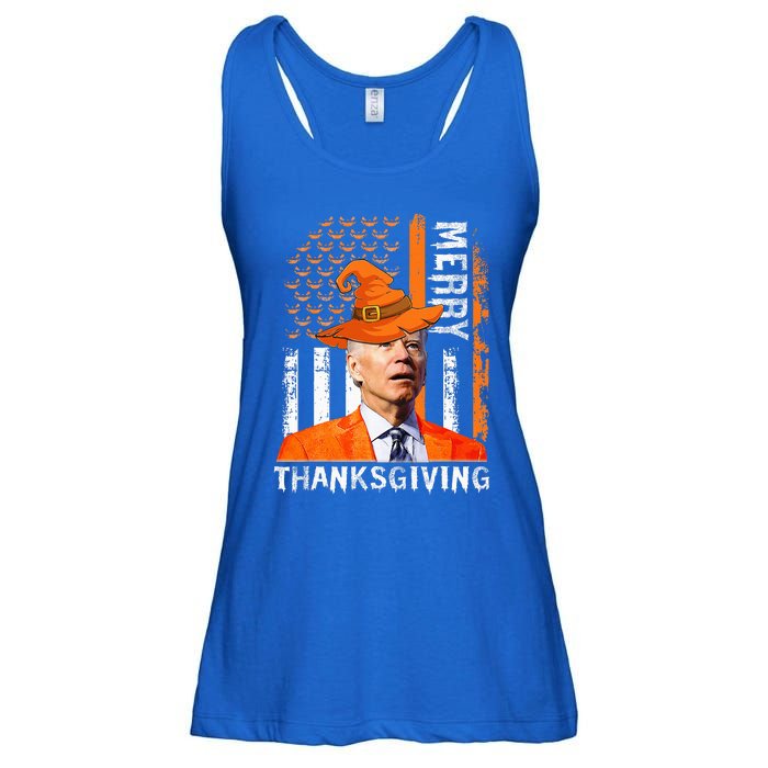 Joe Biden Happy Halloween Merry Thanksgiving US Flag Ladies Essential Flowy Tank