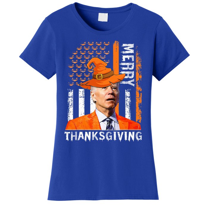 Joe Biden Happy Halloween Merry Thanksgiving US Flag Women's T-Shirt