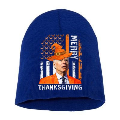 Joe Biden Happy Halloween Merry Thanksgiving US Flag Short Acrylic Beanie