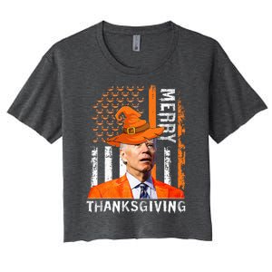 Joe Biden Happy Halloween Merry Thanksgiving US Flag Women's Crop Top Tee