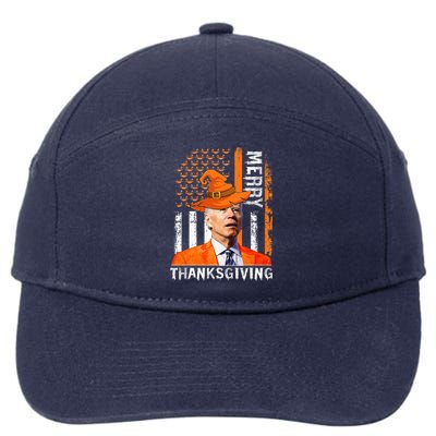 Joe Biden Happy Halloween Merry Thanksgiving US Flag 7-Panel Snapback Hat