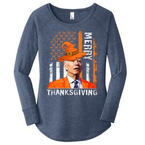 Joe Biden Happy Halloween Merry Thanksgiving US Flag Women's Perfect Tri Tunic Long Sleeve Shirt