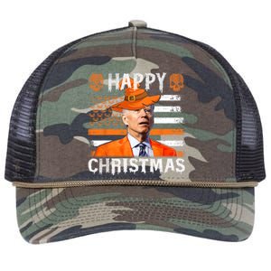 Joe Biden Happy Halloween Happy Christmas US Flag Retro Rope Trucker Hat Cap