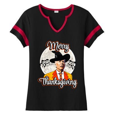 Joe Biden Halloween Costume Confused For Thanksgiving Ladies Halftime Notch Neck Tee