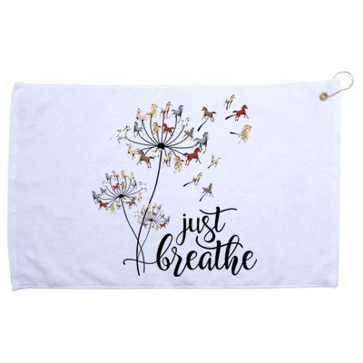 Just Breathe Horse Dandelion Fly Flower Great Gift Grommeted Golf Towel