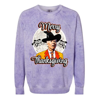 Joe Biden Halloween Costume Confused For Thanksgiving Colorblast Crewneck Sweatshirt