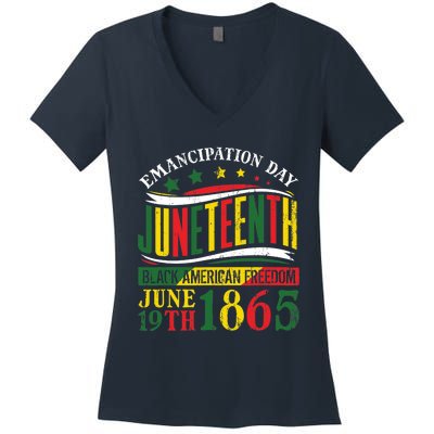 Juneteenth Black History Celebrating Black Freedom 1865 Women's V-Neck T-Shirt