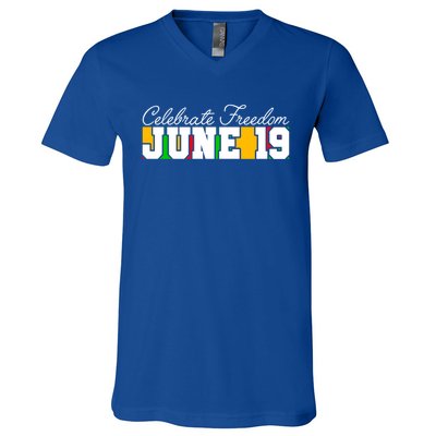 Juneteenth Black History Month June 19 Freedom Celebration Gift V-Neck T-Shirt