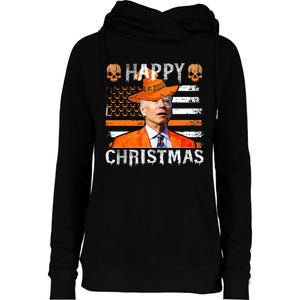 Joe Biden Happy Halloween Happy Christmas US Flag Womens Funnel Neck Pullover Hood