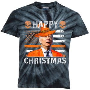 Joe Biden Happy Halloween Happy Christmas US Flag Kids Tie-Dye T-Shirt