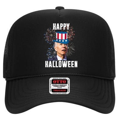 Joe Biden Happy Halloween Confused 4th Of July Funny High Crown Mesh Back Trucker Hat