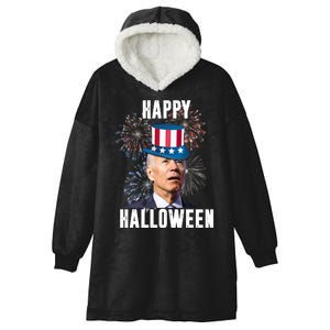 Joe Biden Happy Halloween Confused 4th Of July Funny Hooded Wearable Blanket