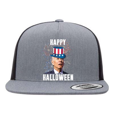 Joe Biden Happy Halloween Confused 4th Of July Funny Flat Bill Trucker Hat