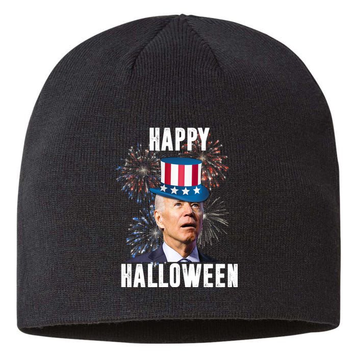 Joe Biden Happy Halloween Confused 4th Of July Funny Sustainable Beanie